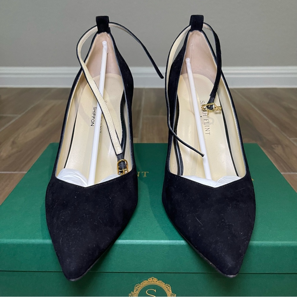 Sarah Flint Perfect Shiffon Pump 85, Black Suede, size US 10.5 IT 41.5